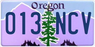 OR license plate 013NCV
