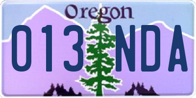 OR license plate 013NDA