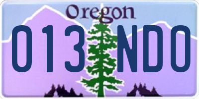 OR license plate 013NDO