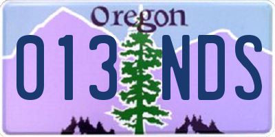 OR license plate 013NDS