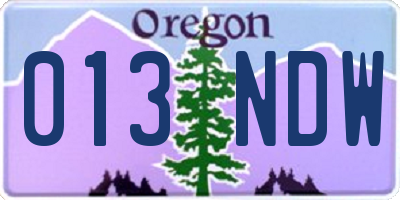 OR license plate 013NDW