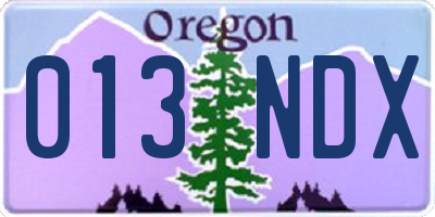 OR license plate 013NDX