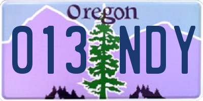 OR license plate 013NDY
