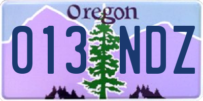 OR license plate 013NDZ