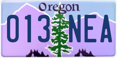 OR license plate 013NEA