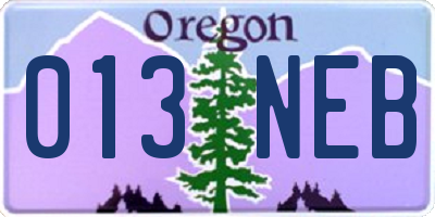 OR license plate 013NEB