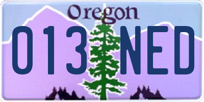 OR license plate 013NED