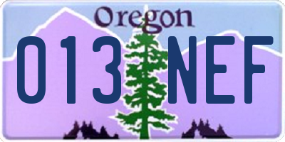 OR license plate 013NEF
