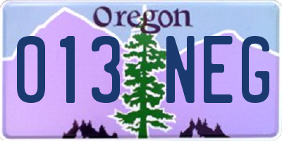 OR license plate 013NEG