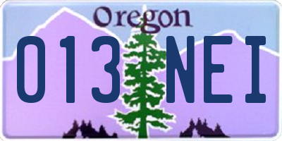 OR license plate 013NEI