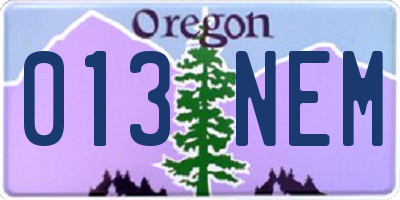 OR license plate 013NEM