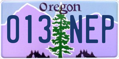 OR license plate 013NEP