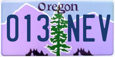 OR license plate 013NEV