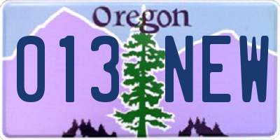OR license plate 013NEW