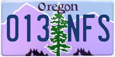 OR license plate 013NFS