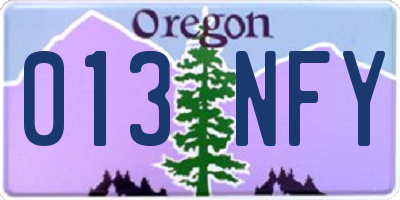 OR license plate 013NFY
