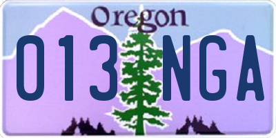 OR license plate 013NGA
