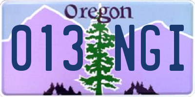 OR license plate 013NGI