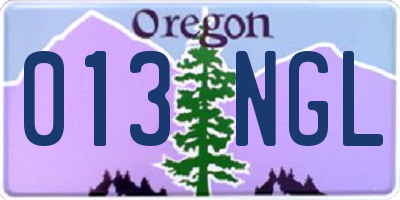 OR license plate 013NGL