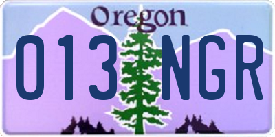 OR license plate 013NGR