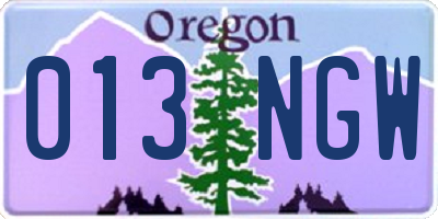OR license plate 013NGW