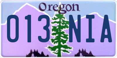 OR license plate 013NIA
