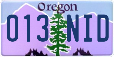 OR license plate 013NID