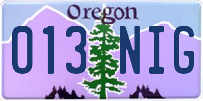 OR license plate 013NIG