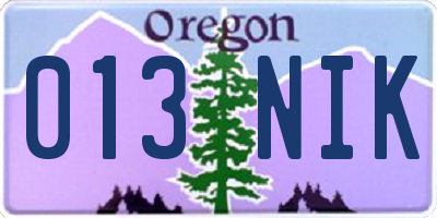 OR license plate 013NIK