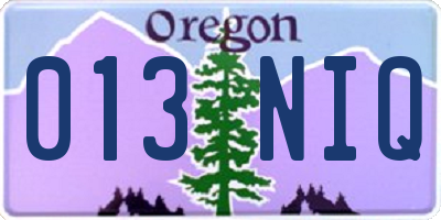 OR license plate 013NIQ