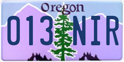 OR license plate 013NIR