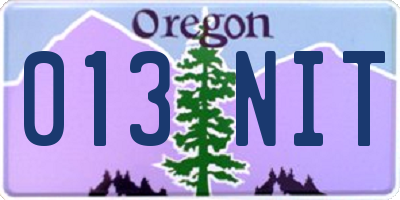 OR license plate 013NIT