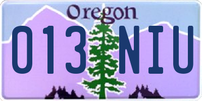 OR license plate 013NIU