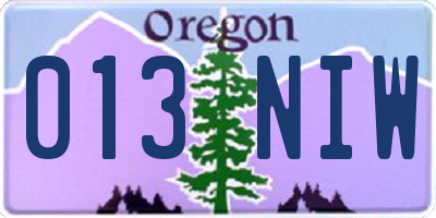 OR license plate 013NIW