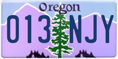 OR license plate 013NJY