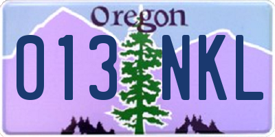 OR license plate 013NKL