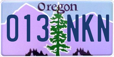 OR license plate 013NKN