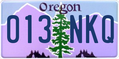 OR license plate 013NKQ