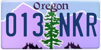 OR license plate 013NKR