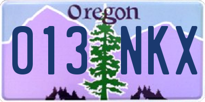 OR license plate 013NKX