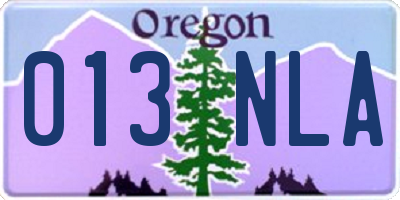 OR license plate 013NLA