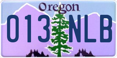 OR license plate 013NLB
