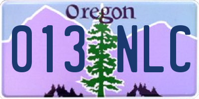 OR license plate 013NLC
