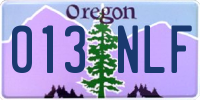 OR license plate 013NLF