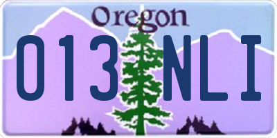 OR license plate 013NLI
