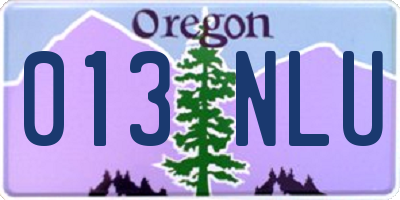 OR license plate 013NLU