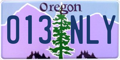 OR license plate 013NLY