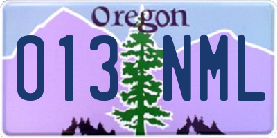 OR license plate 013NML