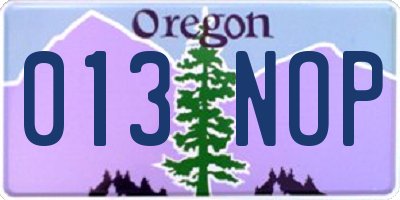 OR license plate 013NOP