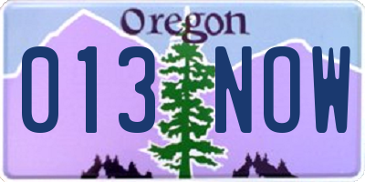 OR license plate 013NOW